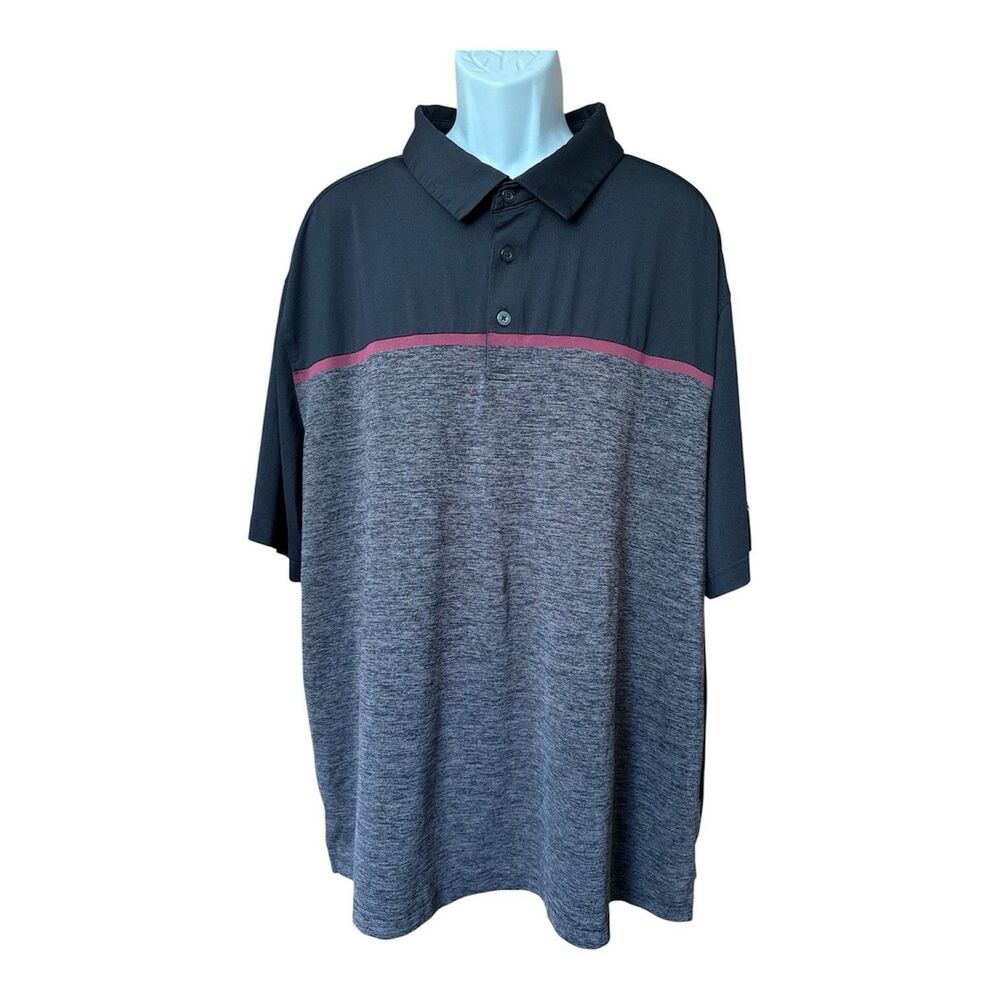 Reebok Golf Men's Polo Shirt Size 3XL Gray Rose Striped Athletic Casual Cool